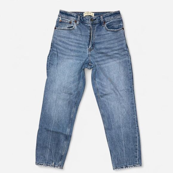 Abercrombie & Fitch High-Rise Medium-Wash Mom Jeans (Size 27 / 4 Short) - Picture 1 of 7